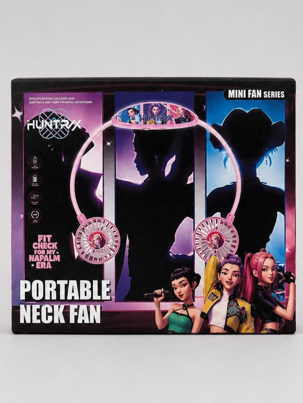 KPOP Demon Hunters Mari Portable Neck Fan Pink Rechargeable Mini Fan